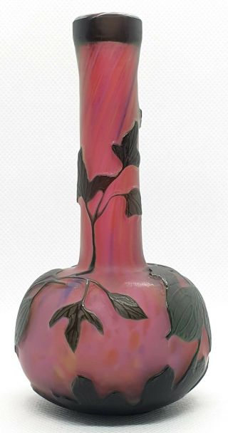 Smaller Art Glass Vase Daum Nancy France Vines 3