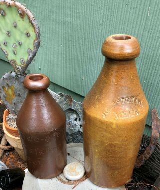 Small Blob Top Stoneware Bottle: GEO.  STANG CELEBRATED ROOT BEER LOUISVILLE,  KY. 2