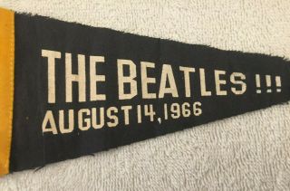 Vintage 1966 The Beatles August 14 Concert Pennant Cleveland Municipal Stadium 2
