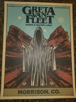 Greta Van Fleet Red Rocks official poster March of the Peaceful Army Sep 2019 2