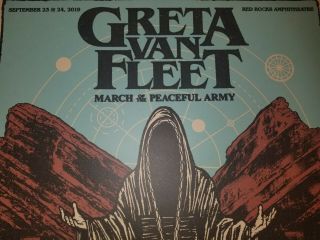 Greta Van Fleet Red Rocks official poster March of the Peaceful Army Sep 2019 4