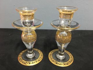 Gold And Clear St.  Louis France Crystal Candle Holders (on Hold)