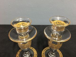 GOLD AND CLEAR ST.  LOUIS FRANCE CRYSTAL CANDLE HOLDERS (on Hold) 3