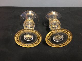 GOLD AND CLEAR ST.  LOUIS FRANCE CRYSTAL CANDLE HOLDERS (on Hold) 4