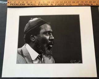 16” X 20” Photo: Jazz Musician Thelonious Monk Signed By Photographer Lee Tanner