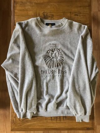 Vintage Disney The Lion King 1997 Broadway Musical Sweatshirt Pullover Lg Cream