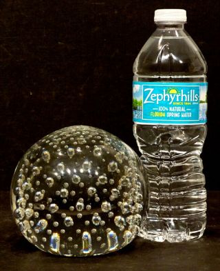 5 Pound Steuben Art Glass Globe Luminor / Crystal Ball Paperweight / Signed