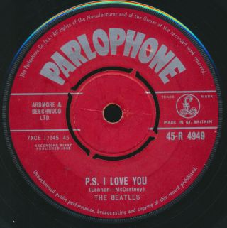 Beatles ULTRA RARE FIRST ISSUE VINTAGE UK 1962 RED LABEL ' LOVE ME DO ' 45 2