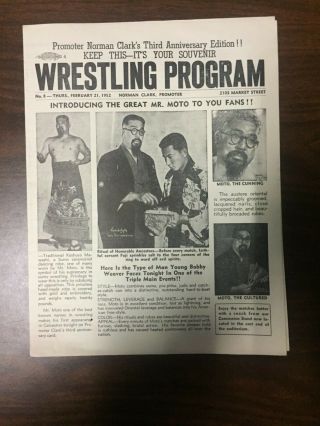 Wwf/wrestling Vintage Program February 1952