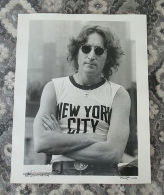 Beatles 1980 11 " X 14 " Photo Of John Lennon Nyc Signed & Stamped By Bob Gruen