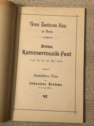 Concert program Brahms Memorial violinist Joachim 1897 violin Bonn Germany 3
