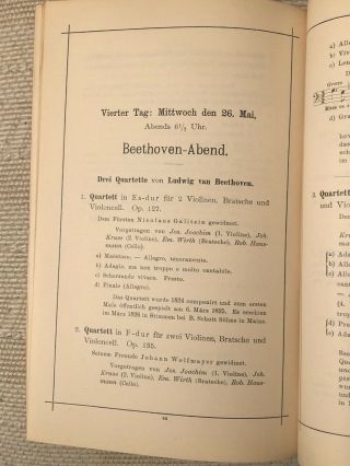Concert program Brahms Memorial violinist Joachim 1897 violin Bonn Germany 8