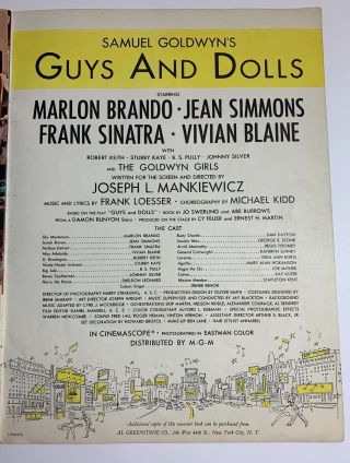 1955 Guys And Dolls Promotional Souvenir Book - Brando,  Simmons,  Sinatra,  Blaine 6