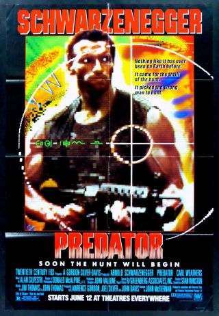 Predator Cinemasterpieces 1sh Rare Advance Movie Poster 1987