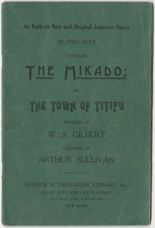 1880s York Libretto For The Mikado - Gilbert & Sullivan / D’oyly Carte Opera