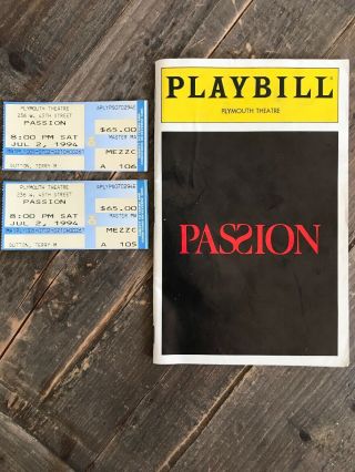 July 2 1994 Plymouth Theatre Playbill Passion Donna Murphy Jere Shea,  2 Tickets