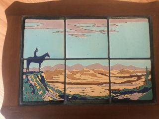 Taylor Tilery Arts And Crafts Tile Top Table Southwest Horse Desert 5