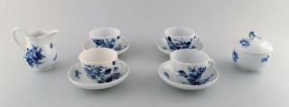 Meissen Set Of 4 Coffee Cups And Saucers,  Sugar Bowl And Creamer.