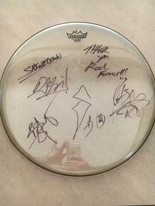 Shinedown Signed 16” Drumhead Lineup Very Rare