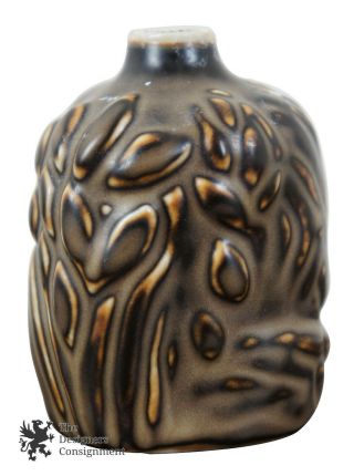 1950s Axel Salto For Royal Copenhagen Stoneware Bottle Vase Plant Motifs 21475