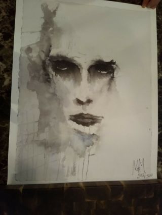 Very Rare Marilyn Manson Signed Watercolor Lithograph,  " The Unembodied Self "