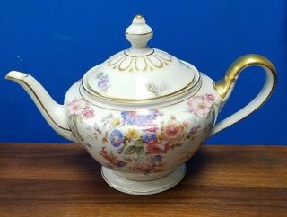 Castleton China Sunnybrooke Pattern Teapot With Lid Manufacturers Flaw On Spout