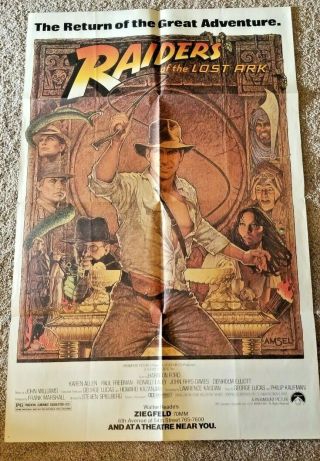Raiders Of The Lost Ark Movie 1981 Nyc Subway Poster 45x29 Harrison Ford