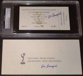 Joe Garagiola Signed 1975 Emmy Awards Ticket & Env The Baseball World Of Psa/dna