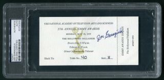 JOE GARAGIOLA SIGNED 1975 EMMY AWARDS TICKET & ENV THE BASEBALL WORLD OF PSA/DNA 2