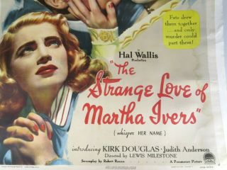 Vintage Movie Poster THE STRANGE LOVE OF MARTHA IVERS 1946 Litho 46/418 8