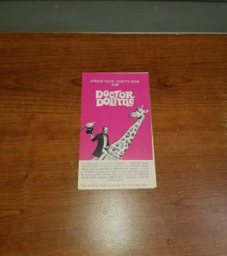 1967 Doctor Dolittle Flyer Handbill Ticket Order Hollywood Paramount Theatre
