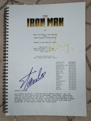 Stan Lee & Robert Downey Jr.  Signed Iron Man (marvel) Full Script