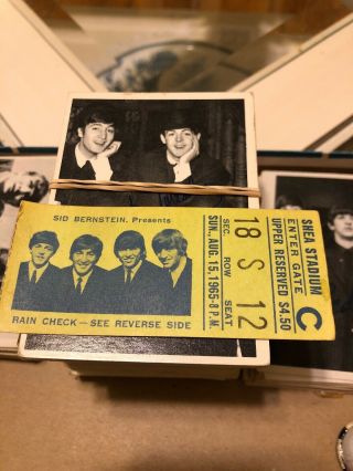 Beatles 1965 Concert Ticket Stub Shea Stadium,  Ny.  Plus Topps Cards