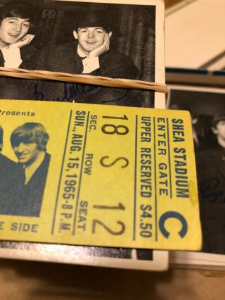BEATLES 1965 CONCERT TICKET STUB Shea Stadium,  NY.  PLUS Topps Cards 3