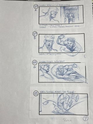 Mike Ploog Storyboard From The Movie X - Men Logan Fights Cyclops