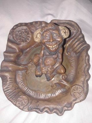 Vintage Jim Rumph Art Pottery Ashtray 1971 Troll Gremlin Satyr Signed Rare Vgc