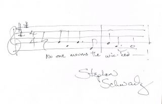Stephen Schwartz Hand Written And Signed No One Mourns Wicked Music Index Card 1