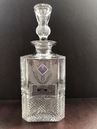 Edinburgh Crystal Thistle Cut 10.  5 " Square Whisky Decanter,  Perfect