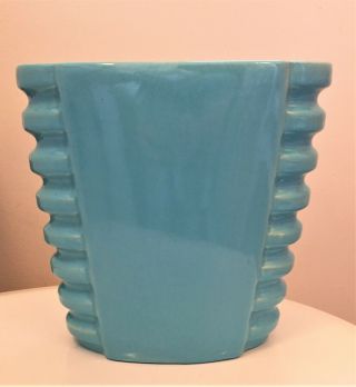 Vintage 1927 - 1937 Catalina ISLAND Pottery Art Deco Vase 8” Avalon Turquoise Blue 3