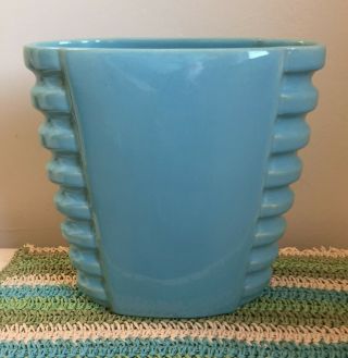 Vintage 1927 - 1937 Catalina ISLAND Pottery Art Deco Vase 8” Avalon Turquoise Blue 8