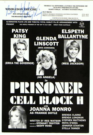Patsy King Actress Prisoner Cell Block H Signed Theatre Flyer
