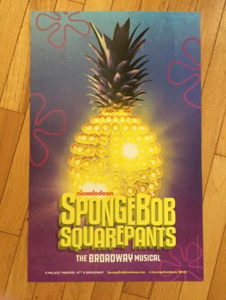 Spongebob Squarepants The Musical 2017 Broadway Theatre Poster Window Card