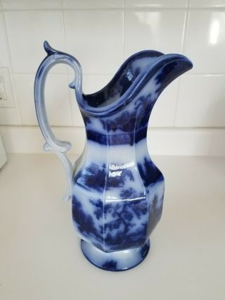 Authentic J.  Wedgwood Flow Blue " Chapoo " Ironstone Pitcher 1850 