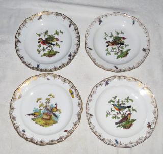Meissen Birds And Insects Four Different 8.  1/4 " Deep Plates (or Shallow Bowls)