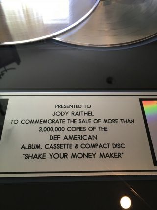 The Black Crowes ‘Shake Your Money Maker’ RIAA Certified Sales Award 5