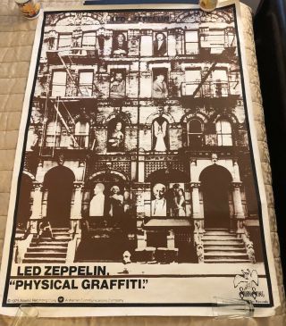 Very Rare Promo Poster Led Zeppelin 1975 42”x56”physical Graffiti
