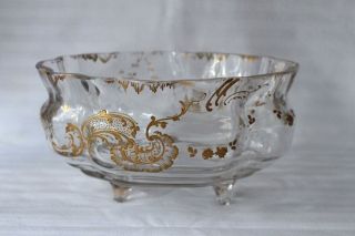Antique Baccarat Crystal Serving Bowl Gold Enamel Late 19th Century