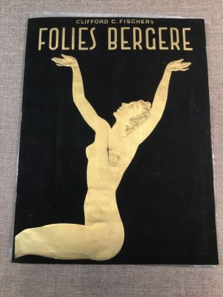 1939 Folies Bergere Black Velour Theatre Program Announcement Of Ny Opening