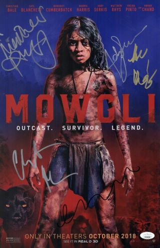 Christian Bale & Andy Serkis Mowgli Cast X5 Signed 11x17 Photo Autograph Jsa