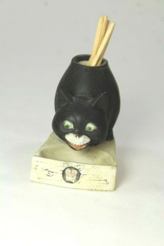 Great Schafer Vater Black Cat Watching Mouse Match Holder